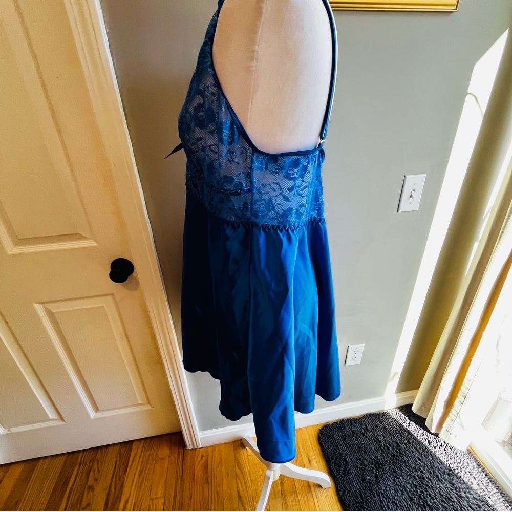 Elegant Blue Lace Nightgown Babydoll 4XL Plus Lingerie - Picture 9 of 11